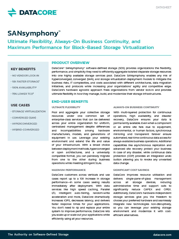 SANsymphony Data Sheet