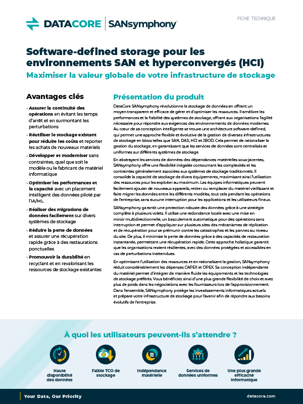 Software-defined storage pour les environnements SAN et hyperconvergés (HCI)