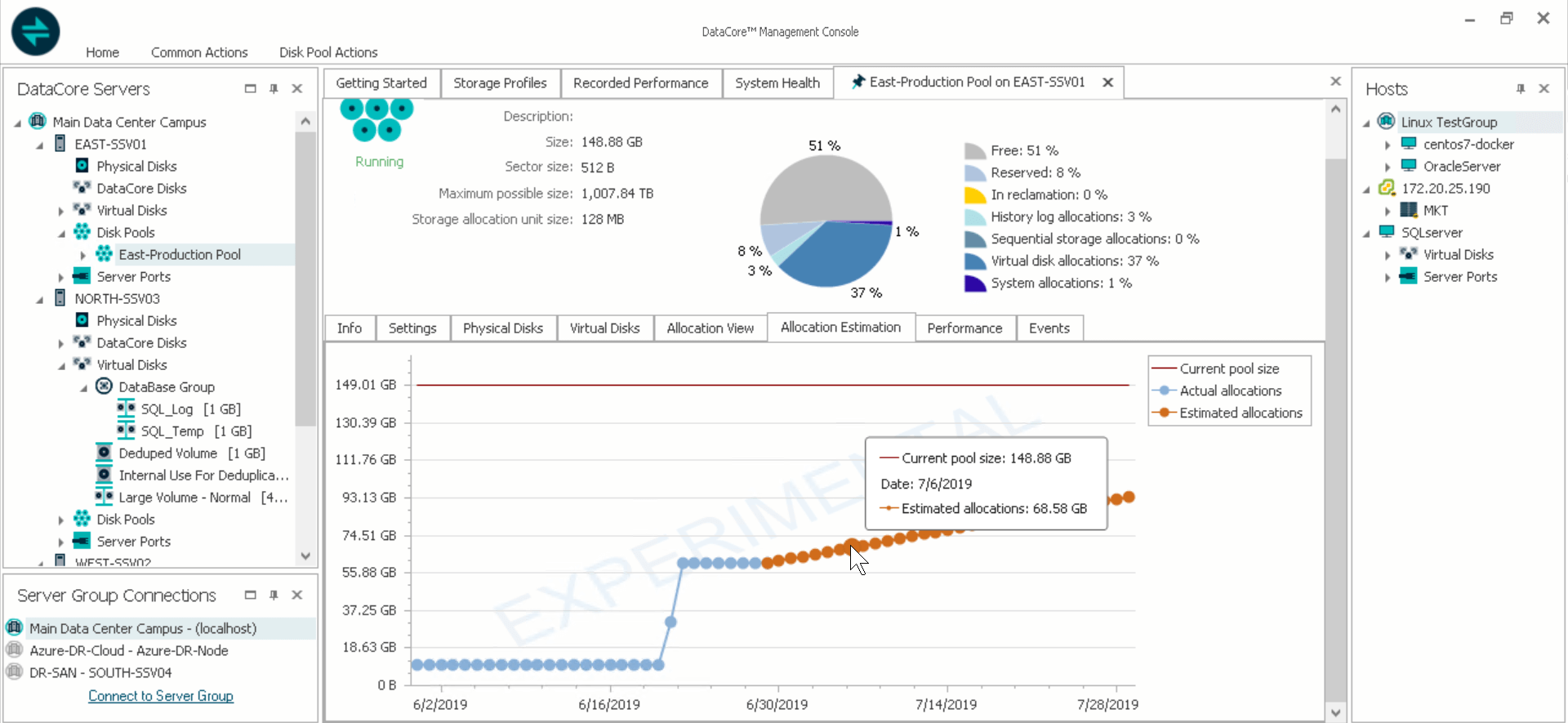 Pianificazione della capienza di DataCore SDS