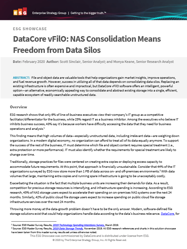 DataCore vFilO: NAS Consolidation Analyst Report Thumb