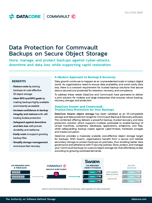 Data Protection for Commvault Backups on Swarm Object Storage