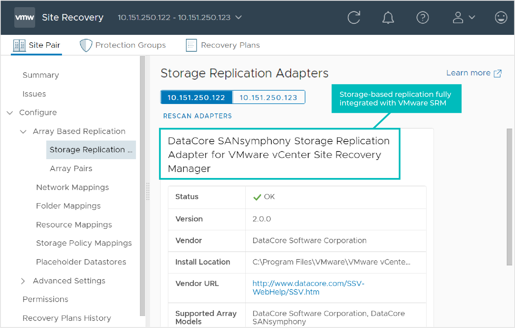Storage Replication Adapter (SRA) pour Site Recovery Manager (SRM)
