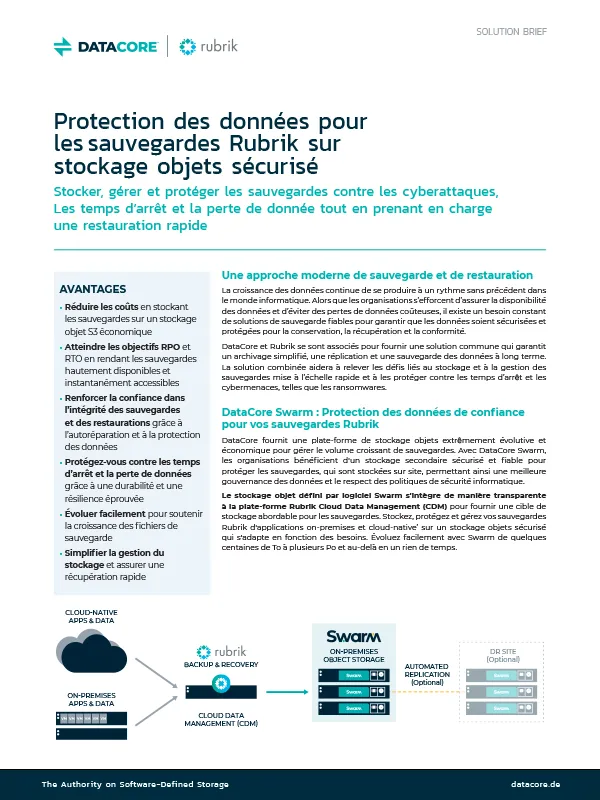 Protection des données pour les sauvegardes Rubrik sur stockage objets sécurisé