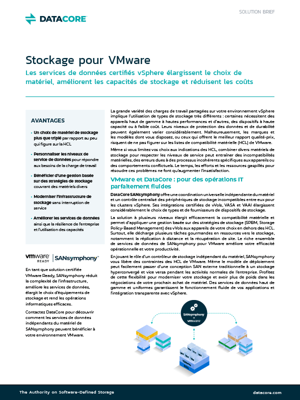 Storage for VMware: Les services de données certifiés vSphere avec SANsymphony